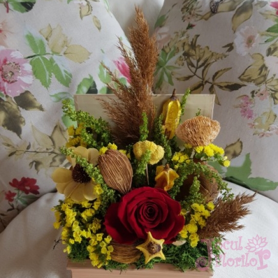 Aranjament trandafir criogenat - model rustic