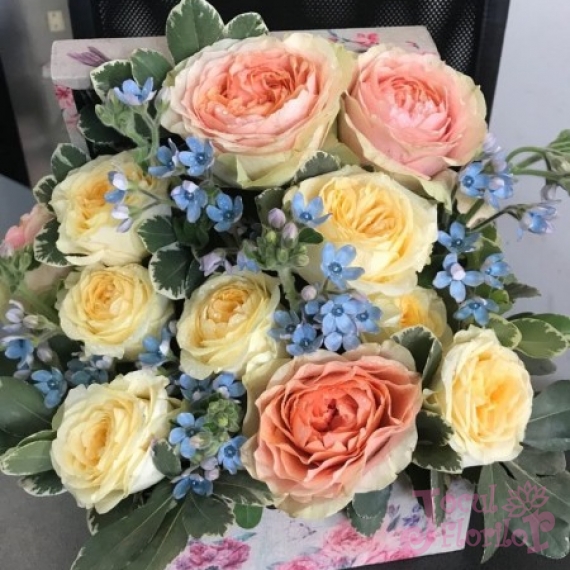 Cutie cu flori multicolore