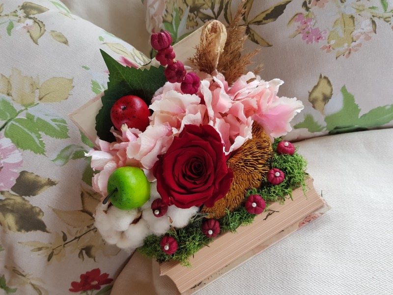 Aranjament carte trandafir criogenat roșu