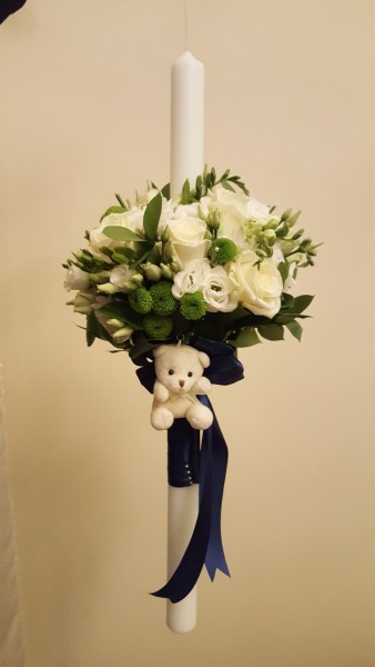 Lumanare botez ursulet alb