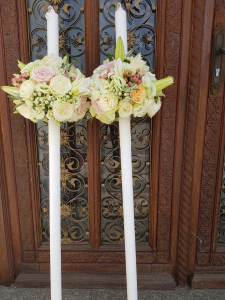 Lumanari mari crini si trandafiri